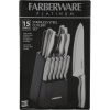 Farberware High-Carbon Stamped Stainless Steel Knife Block Set, 15-Piece, Black 2