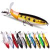 RTGSE 10Pcs Fishing Lure for Bass Whopper Topwater Fishing Lures with Floating Rotating Tail Barb Treble Hooks in Saltwater Freshwater Plopping Lures