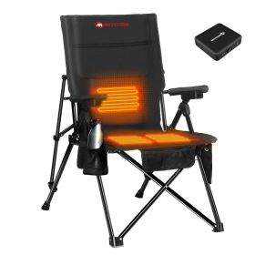 Antarctica Gear Heated Camping Chair With 12V 16000mAh Battery Pack, Heated Portable Chair, Perfect For Camping, Outdoor Sports, Hunting, And Bea (Color: Black)