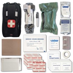 Field First Aid Kit (IFAK) | 44 Piece | Compact Personal First Aid Kit | Backpacking;  Camping;  Emergency;  Travel;  Tactical;  Go Bag;  Bug Out (Color: Black)