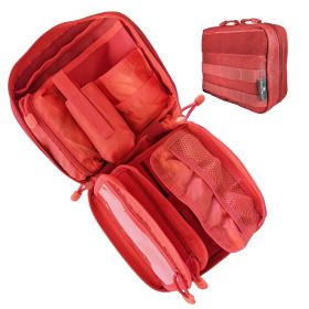 First Aid MOLLE Bag for First Aid Kits (IFAK) | Emergency;  Backpacking;  Travel;  Tactical;  Go Bag;  Bug Out Bag;  72 Hour Kit;  Essentials;  E (Color: Red)