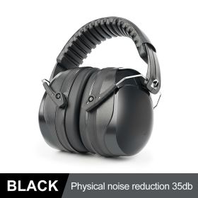 Adjustable Ear Defenders Noise Earmuffs 36db Noise Reduction Hearing Protection Headphones for Hunting Shooting Work Study (Color: Black)