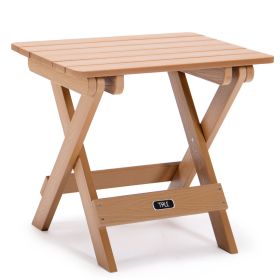 TALE Adirondack Portable Folding Side Table Square All-Weather And Fade-Resistant Plastic Wood Table Perfect For Outdoor Garden, Beach, Camping, (Color: Brown)